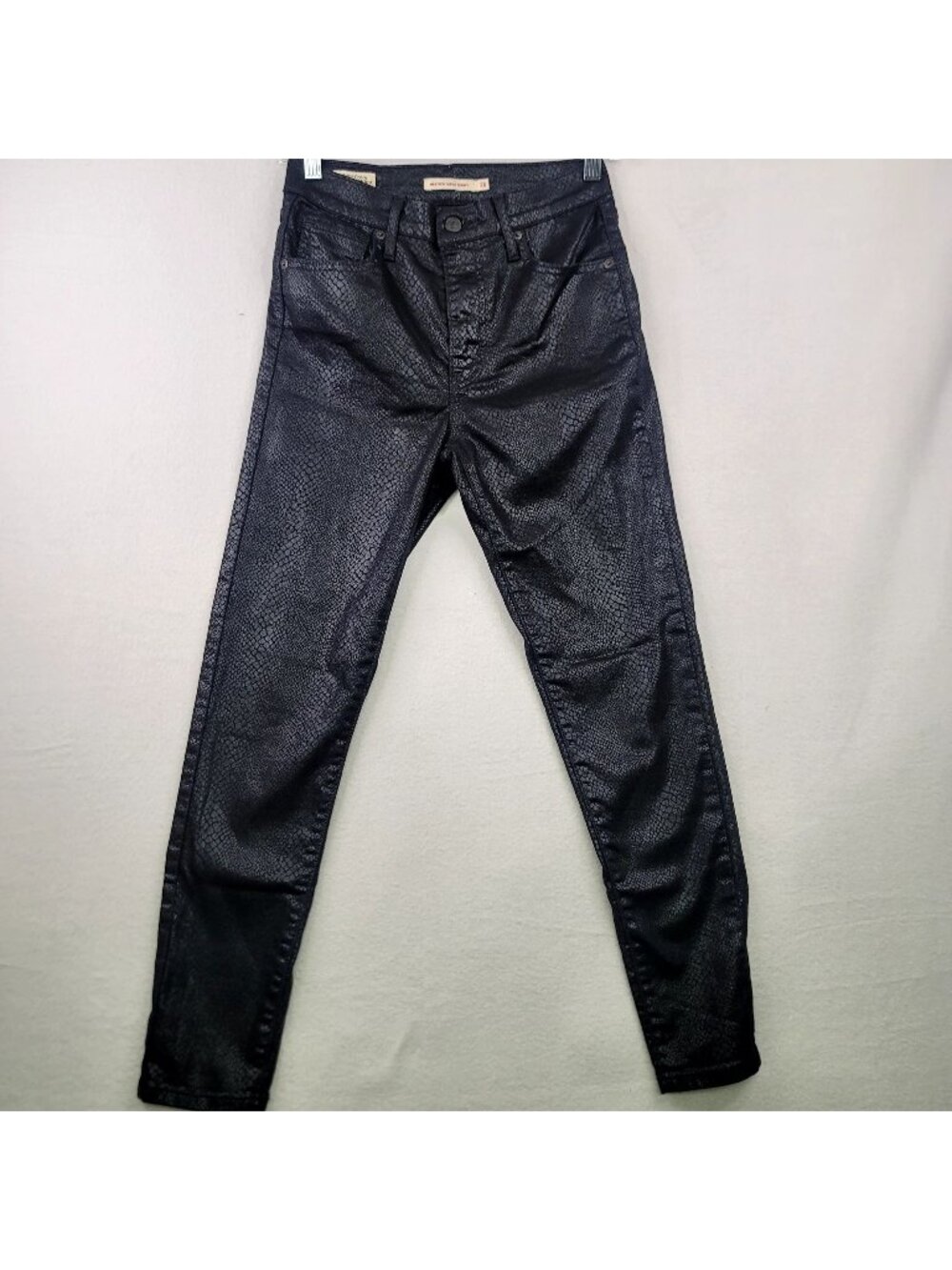 Levis Premium Mile High Super Skinny Jeans 26 Black Faux Snake Rockstar Edgy